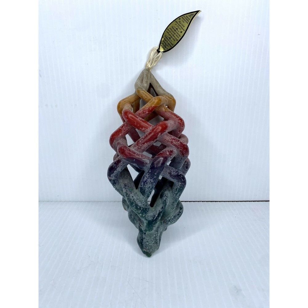 Multi-color Hand Crafted Fine Art Spiral Custom Candle Beeswax 7.5 Inches